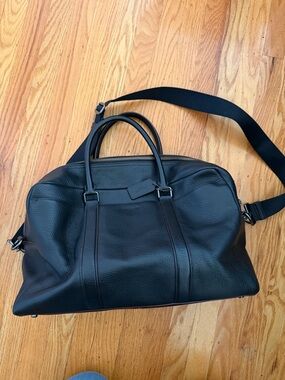 Coach Black Pebbled Leather Duffel with Detachable Strap